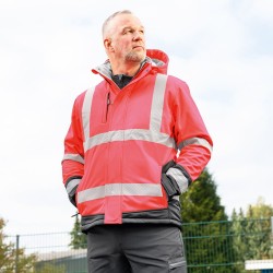 1 Stück ELYSEE Warnschutz-Softshelljacke, wattiert, rot/schwarz, EN ISO 20471/3