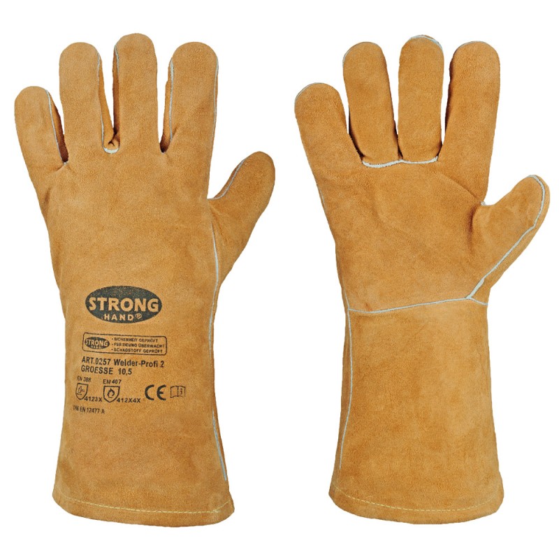 60 Paar WELDER-PROFI2 STRONGHAND® Handschuhe aus Rind-Spaltleder, beige, Schutzkategorie 2
