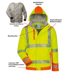 1 Stück ELYSEE Warnschutz-Softshelljacke, wattiert, EN ISO 20471/3, gelb/orange