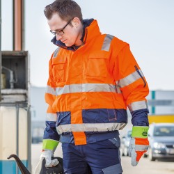 1 Stück ELYSEE Warnschutzjacke EN ISO 20471 Orange/Marine mit Schulterreflex, wasserabweisend und atmungsaktiv