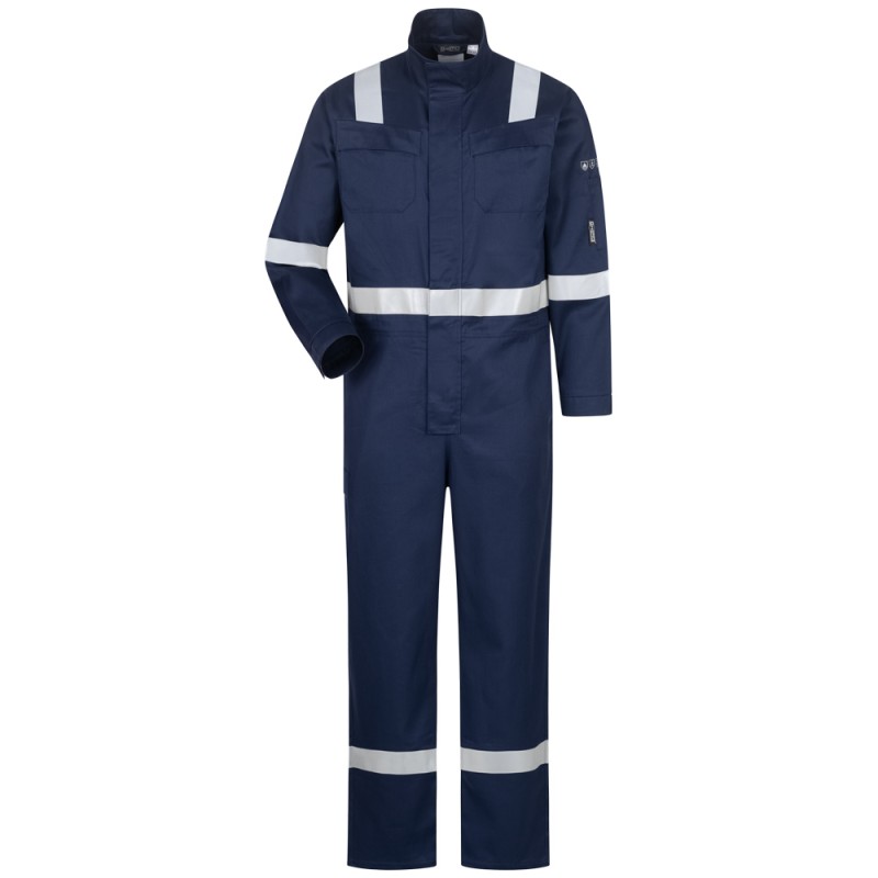1 Stück Sauli Multinorm Overall 220 g/m² aus Baumwolle in Marineblau für optimalen Schutz und Tragekomfort