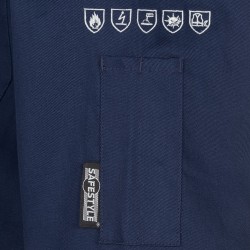 1 Stück Sauli Multinorm Overall 220 g/m² aus Baumwolle in Marineblau für optimalen Schutz und Tragekomfort