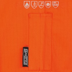 1 Stück MAUNO Multinorm Overall, 220 g/m², orange/marine, für optimalen Schutz und hohen Tragekomfort