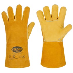 60 Paar STRONGHAND® Handschuhe aus Rind-Spaltleder und Vollleder, gelb, Kategorie 2