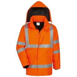 1 Stück Ambrosius Multinorm Regenjacke, Warnschutz, wasserdicht, orange, ideal für Sicherheitseinsätze