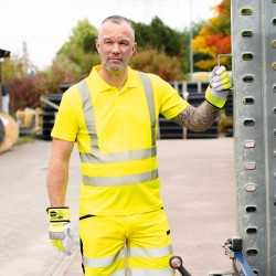 1 Polo-Shirt ELYSEE® UV- und Warnschutz aus 100% Baumwolle in leuchtendem Gelb, EN ISO 20471/2, EN 13758-2