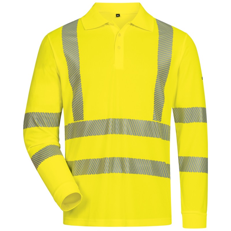 1 Stück ELYSEE UV- und Warnschutz Langarm Polo-Shirt, gelb, EN ISO 20471/2, EN 13758-2 zertifiziert