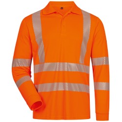 1 Stück ELYSEE UV- und Warnschutz Langarm Polo-Shirt aus orangefarbenem Material, EN ISO 20471/2, EN 13758-2