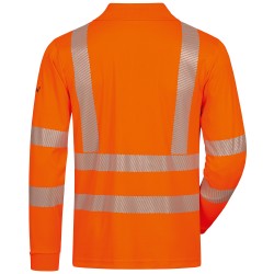 1 Stück ELYSEE UV- und Warnschutz Langarm Polo-Shirt aus orangefarbenem Material, EN ISO 20471/2, EN 13758-2
