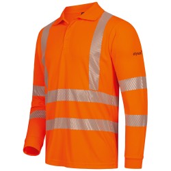 1 Stück ELYSEE UV- und Warnschutz Langarm Polo-Shirt aus orangefarbenem Material, EN ISO 20471/2, EN 13758-2