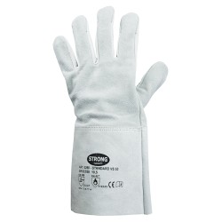 60 Paar Stronghand Handschuhe aus Rind-Spaltleder und Vollleder in natürlicher Farbe, Kategorie 2