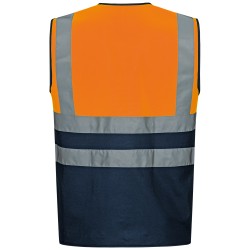 1 Stück Safestyle Warnschutzweste EN ISO 20471/1 in orange und marine, hochwertige Sicherheitsbekleidung für