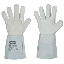 60 Paar Stronghand Classic VS Handschuhe aus Rind-Spaltleder und Vollleder in Natur, Kategorie 2