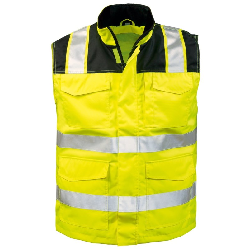 1 Stück Elysee Warnschutzweste EN ISO 20471/2 gelb-schwarz, hochsichtbar und atmungsaktiv