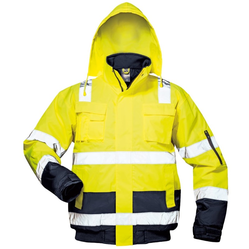 1 Stück Safestyle Pilotjacke Warnschutz aus Polyester in Gelb/Marine mit Schulterreflex gemäss EN ISO 20471 und EN