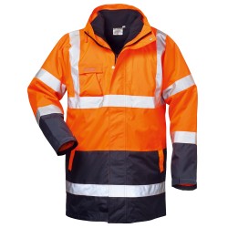 1 Stück SAFESTYLE Warnschutzparka 4-in-1 aus strapazierfähigem Material in Orange/Marine, EN ISO 20471/3