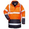 1 Stück SAFESTYLE Warnschutzparka 4-in-1 aus strapazierfähigem Material in Orange/Marine, EN ISO 20471/3