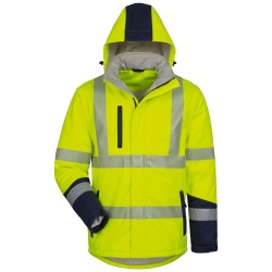 1 Stück Joris Warnschutz-Softshelljacke aus wattiertem Material in Gelb/Marine, EN ISO 20471/3 zertifiziert