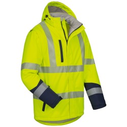 1 Stück Joris Warnschutz-Softshelljacke aus wattiertem Material in Gelb/Marine, EN ISO 20471/3 zertifiziert