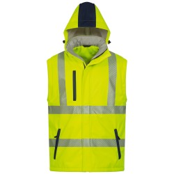 1 Stück Joris Warnschutz-Softshelljacke aus wattiertem Material in Gelb/Marine, EN ISO 20471/3 zertifiziert