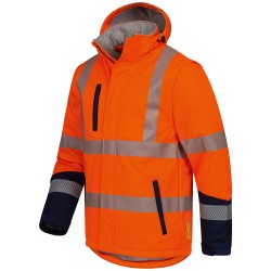 1 Stück Safestyle wattierte Warnschutz-Softshelljacke, EN ISO 20471/3, orange/marine