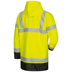 1 Stück Manfred Warnschutz Regenjacke, PU-beschichtet, gelb/schwarz, EN ISO 20471 Kl 3, EN 343 Kl 4/1/X