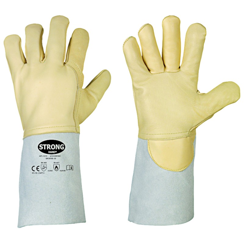 60 Paar WELDERSTAR STRONGHAND® Handschuhe aus Rind-Nappa- und Spaltleder in Beige, CAT 2 zertifiziert