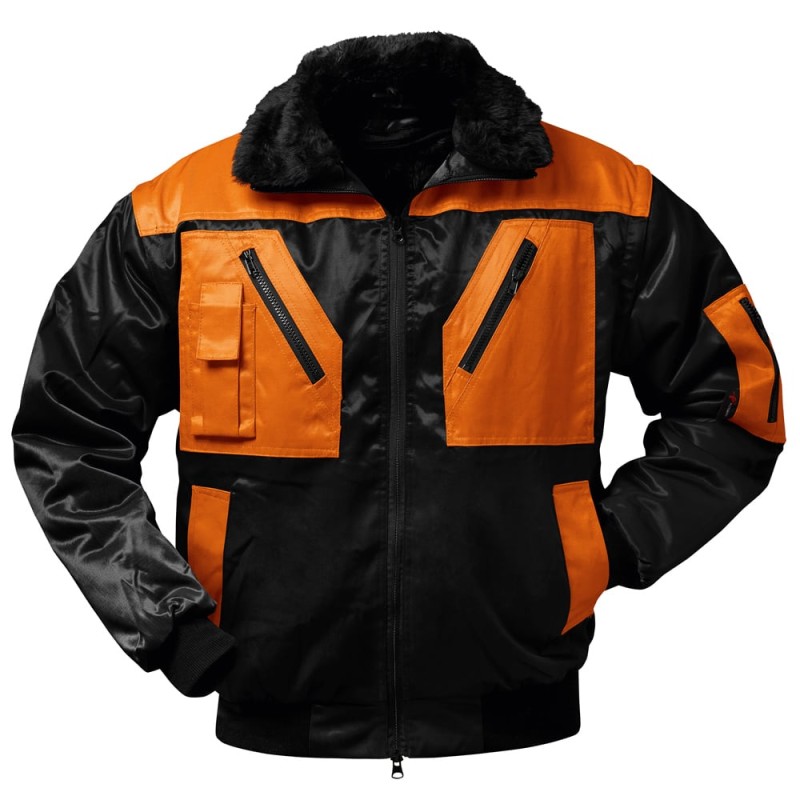 1 Stück NORWAY® Pilotjacke aus leichtem Material in Schwarz/Orange für optimale Sichtbarkeit und Komfort