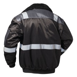 1 Stück NORWAY® Pilotjacke mit Reflexstreifen, Schwarz/Grau, für optimale Sichtbarkeit und Sicherheit