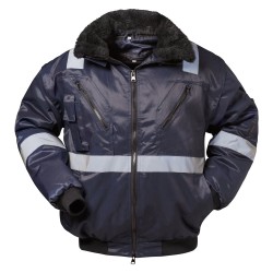 1 Stück NORWAY® Pilotjacke mit Reflexstreifen, marineblau, strapazierfähiges Material für optimale Sichtbarkeit