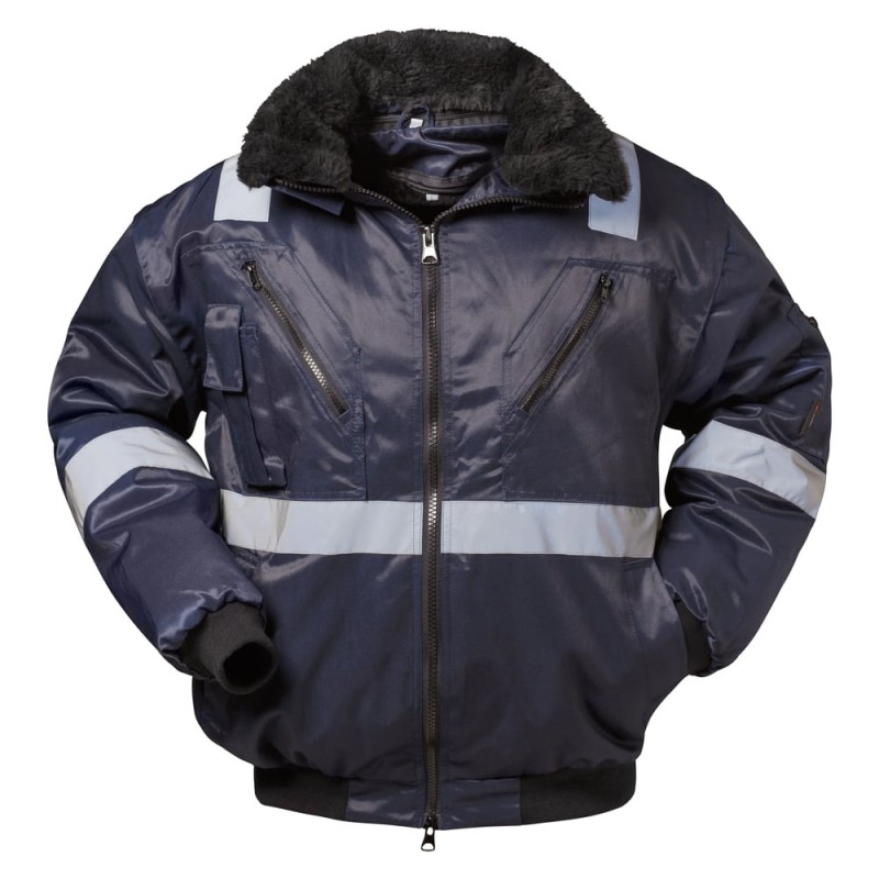 1 Stück NORWAY® Pilotjacke mit Reflexstreifen, marineblau, strapazierfähiges Material für optimale Sichtbarkeit