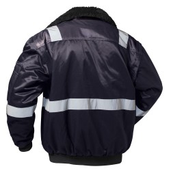 1 Stück NORWAY® Pilotjacke mit Reflexstreifen, marineblau, strapazierfähiges Material für optimale Sichtbarkeit