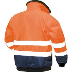 1 Stück NORWAY® Warnschutz-Pilotjacke aus Polyester in orange/marine, EN ISO 20471/3 zertifiziert
