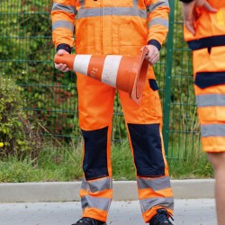 1 Stück Safestyle Warnschutz-Bundhose, orange/marine, mit hoher Sichtbarkeit und strapazierfähigem Material