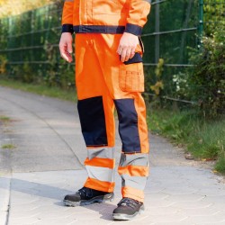 1 Stück Safestyle Warnschutz-Bundhose, orange/marine, mit hoher Sichtbarkeit und strapazierfähigem Material