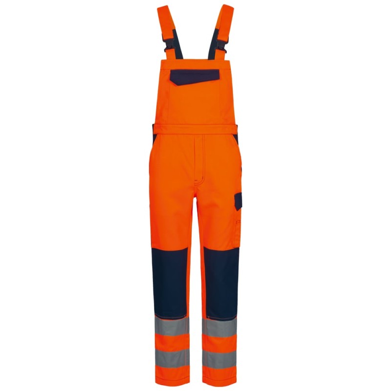 1 Stück SAFESTYLE Warnschutz-Latzhose aus strapazierfähigem Material in orange und marineblau