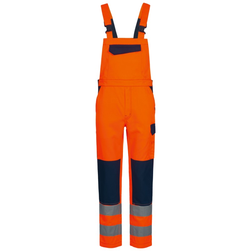 1 Stück SAFESTYLE Warnschutz-Latzhose aus strapazierfähigem Material in orange und marineblau