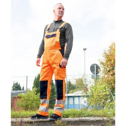 1 Stück SAFESTYLE Warnschutz-Latzhose aus strapazierfähigem Material in orange und marineblau