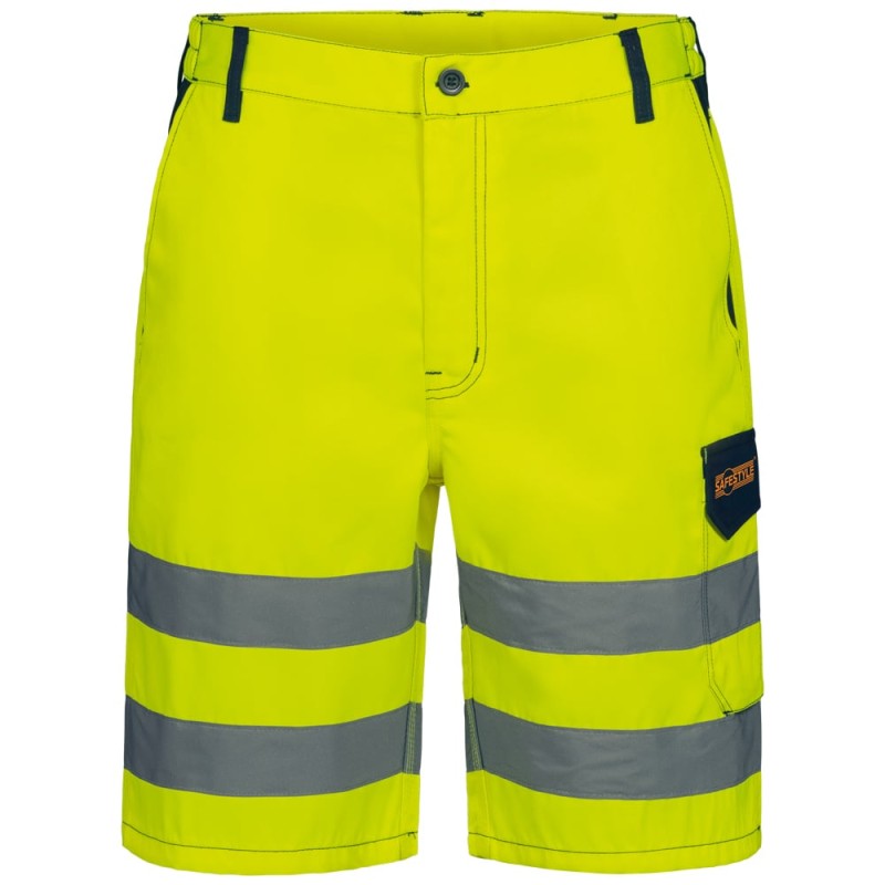 1 Stück Jessen Warnschutz-Shorts aus SAFESTYLE® in Gelb/Marine für optimale Sichtbarkeit und Sicherheit