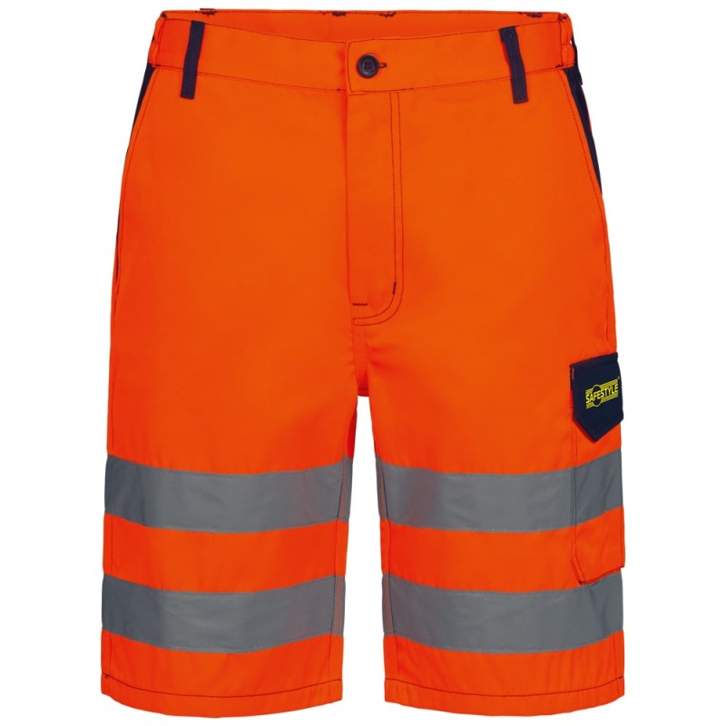 1 Stück Walsrode Warnschutz-Shorts aus SAFESTYLE® in Orange/Marine für optimale Sichtbarkeit und Sicherheit