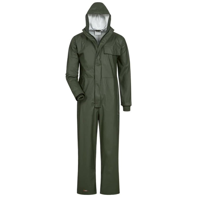 1 Stück NORWAY PU-Stretch-Overall aus Polyester-Beschichtung in olivgrün