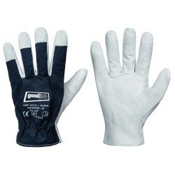 120 Paar BADIN GOODJOB® Handschuhe aus Nappa-Leder und Baumwolle, blau, Kategorie 2, robust und komfortabel