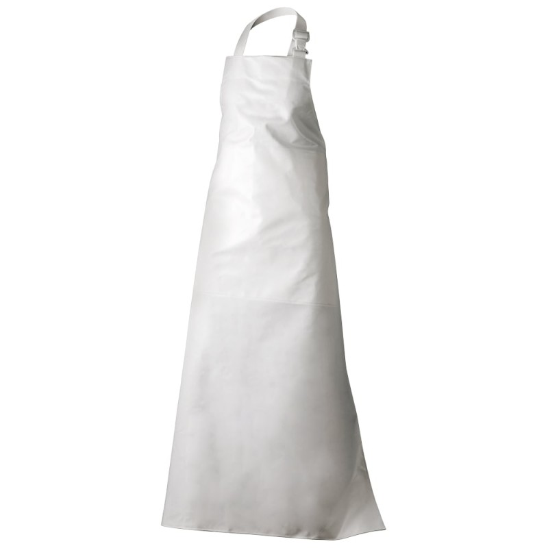 1 Stück ULF Vinyl-Schürze mit Verstärkung, 100 x 140 cm, in Weiss, für optimalen Schutz beim Kochen und Arbeiten