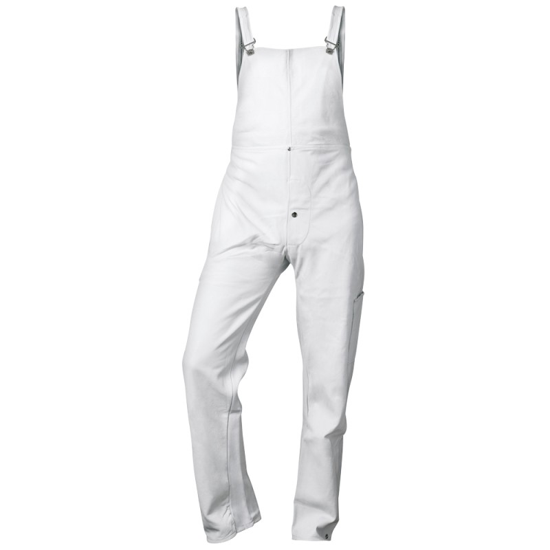 1 Stück Nico Vollleder-Latzhose aus Rind-Vollleder mit Aramid Garn in Weiss