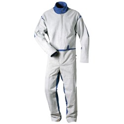 1 Overall Elmar aus Polyester und Baumwolle mit Spaltlederbesatz in Weiss