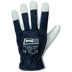 120 Paar BADIN GOODJOB® Handschuhe aus Nappa-Leder und Baumwolle, blau, Kategorie 2, robust und komfortabel
