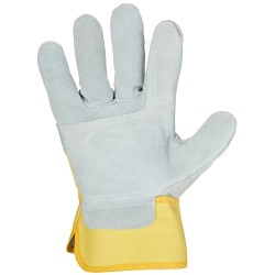 120 Paar ORISA STRONGHAND® Handschuhe aus Rind-Spaltleder in Natur/Gelb, Sicherheitsklasse CAT 2