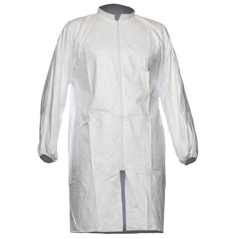 10 Stück TYVEK® 500 Laborkittel, Modell PL309, wasserdicht, weiss, Einheitsgrösse