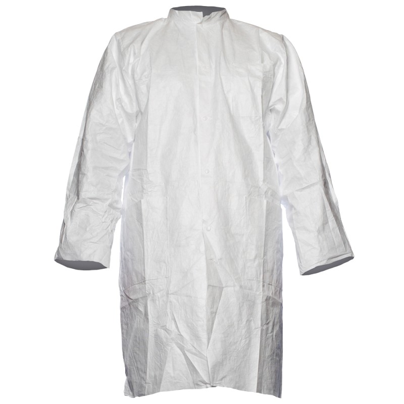 10 Stück TYVEK® 500 Schutzkittel aus atmungsaktivem Material in klassischem Weiss, Modell PL30