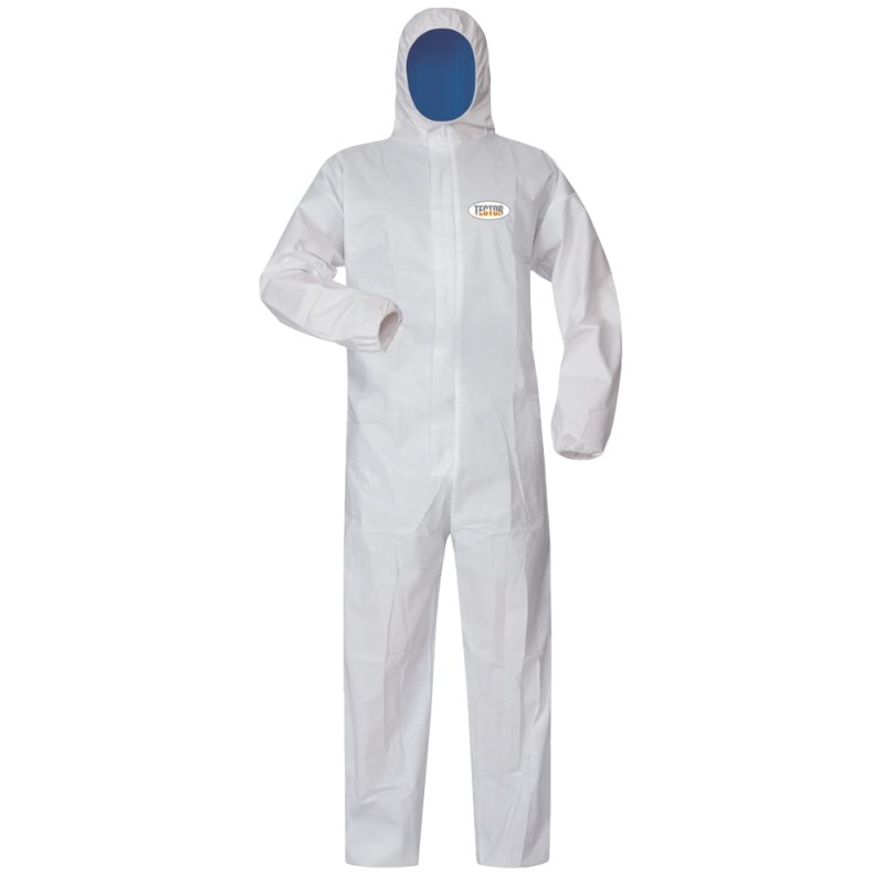 1 Schutzanzug TECTOR® PSA Kategorie 3 Typ 5/6 aus hochwertigem Material in Weiss und Blau